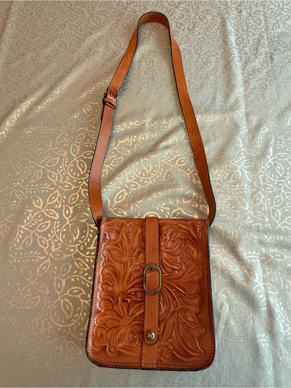 Patricia Nash Venezia Tooled Leather Burnished Gold Crossbody - Hard To Find